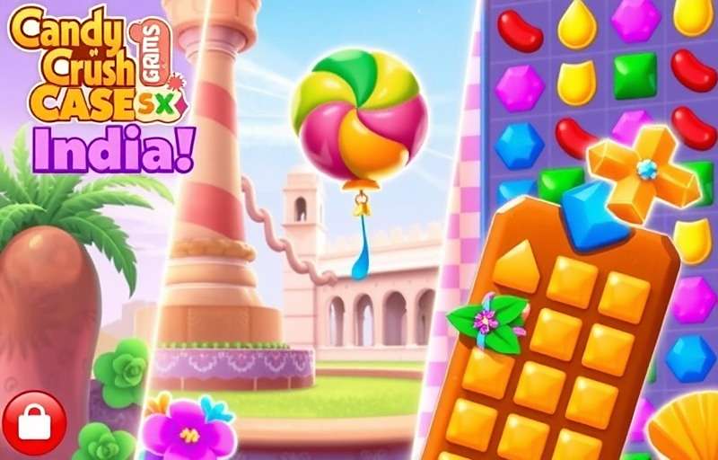 Candy Crush Saga India Holi event with colorful game pieces and water balloon power-ups
