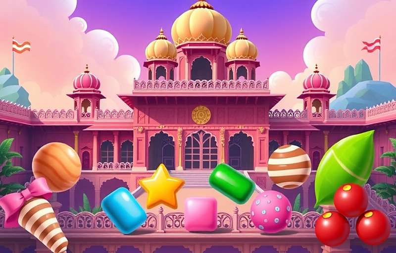 Candy Crush Saga India level set in Jaipur Palace with Indian sweets as game pieces